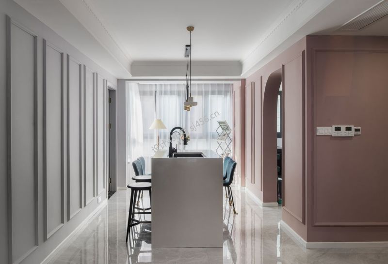 130㎡三居室美式风格餐厅装修效果图