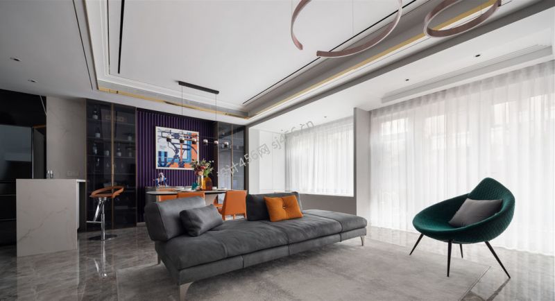 220㎡四居室现代风格客厅装修效果图