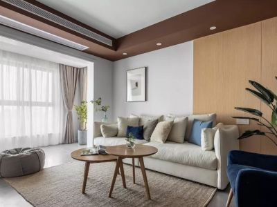 坤鸿美域简约风二居室93平米设计效果图案例