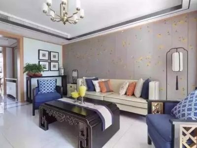 阆苑春国际社区新中式风二居室146平米设计效果图案例