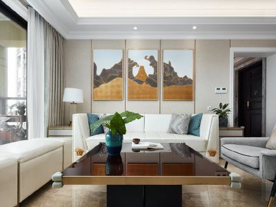 星河万源蓝湾 120㎡三居室混搭风格装修案例