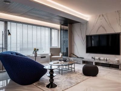 金地铂悦98平现代风格二居室装修案例