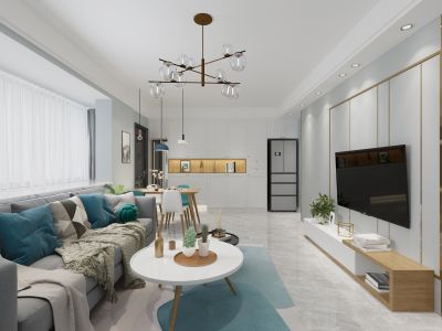 恒大悦府100㎡三居室现代风格装修案例