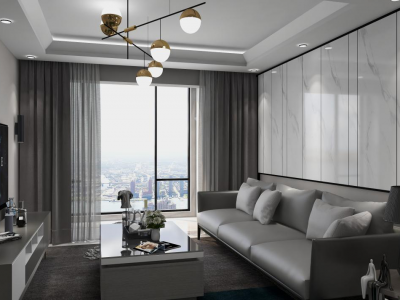 红星天铂110㎡三居室现代风格装修案例