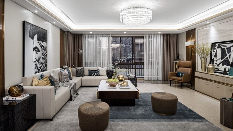 现代风格125平米客厅电视墙家装效果图