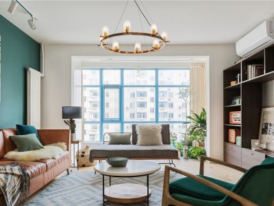 新港城港式风三居室115平米设计效果图案例