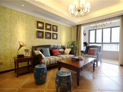 保利梧桐语125平美式经典风格装修案例