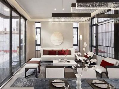 融创森海西岸汇118平方三室新中式装修案例