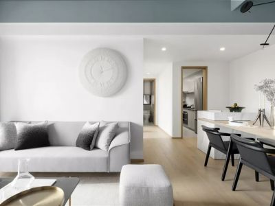 东胜时间山小区现代风格90平米装修案例