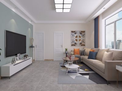 中海和平之门113㎡现代简约风三居室装修案例