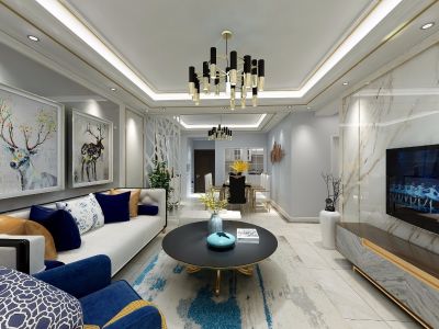 长白新城122平米美式风格三居室装修案例