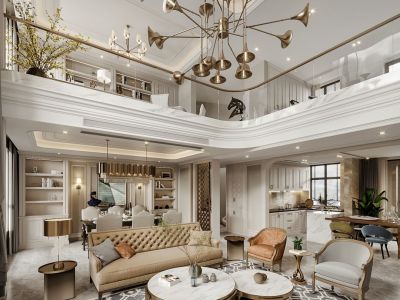 亿达留庄310平方别墅现代装修案例