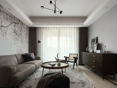 富力悦山湖简约风三居室143平米设计效果图案例