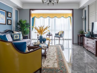 旭辉·江山雲出美式风三居室97平米装修图案例