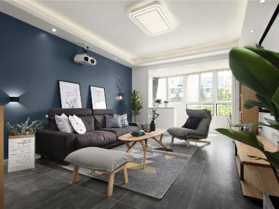 滨江正荣府简约风二居室90平米设计效果图案例