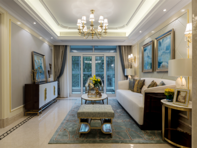 国宝红瞰欧式风格127平米三室两厅装修案例