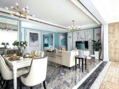 京海成鹿港溪山欧式风格99平装修案例