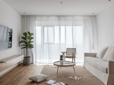 富力悦山湖简约风格二居室90平米设计效果图案例