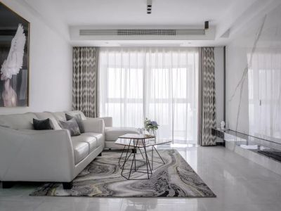 华润新悦天地122㎡三居室现代风格装修案例