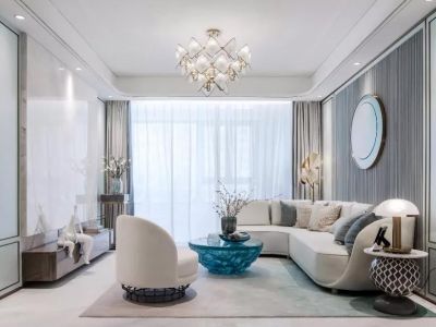 龙池映96㎡三居室现代轻奢装修案例