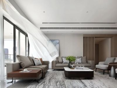 澳海望洲府148平现代风格三居室装修案例