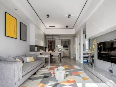 滨江孔雀城78㎡二居室现代风格装修案例