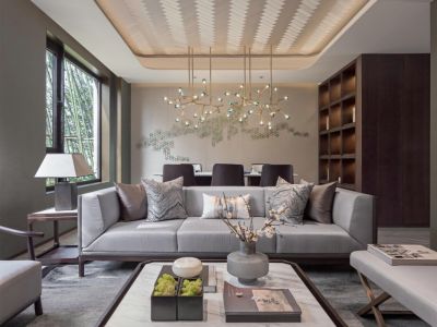 北辰中央公园128平中式风格三居室装修案例