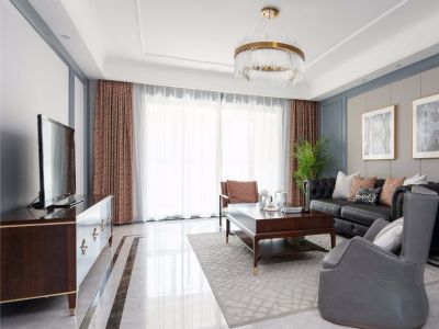 金王府小区140平三居室美式风格装修案例