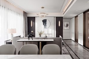 [大连小震装饰]122平新中式装修案例，现代与传统的艺术之家！