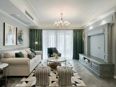 华悦府轻奢风格100平米三室两厅装修案例