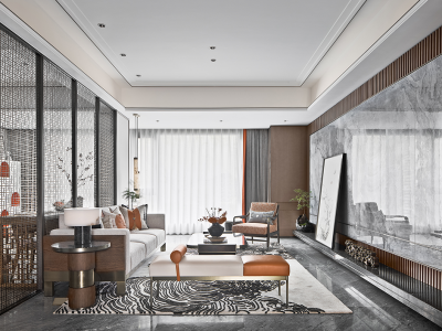 蓝光雍锦王府115㎡三居室新中式风格装修案例