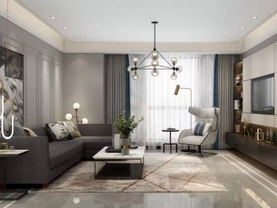 永兴小区105平三房两厅轻奢风格装修案例