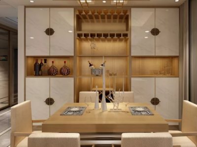 柏后馨怡小区120平三房两厅新中式风格装修案例