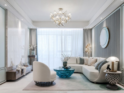 万新弘文府轻奢风格122平米三室两厅装修案例