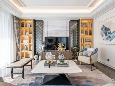 鹏湖湾300㎡别墅现代风格装修案例