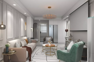 [株洲欧派整装大家居]华晨山水印象72平2房两厅轻奢风格案例