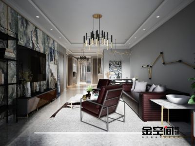 励志城邦120平三居室现代风格装修案例