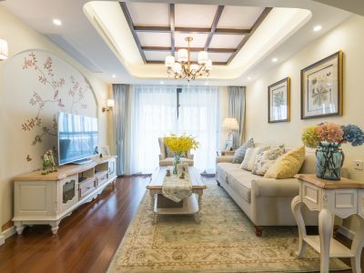 华发山庄田园风格142平米三室两厅装修案例