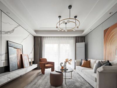 万福国际商贸城126平轻奢风格三居室装修案例