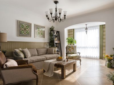 华耀城佳兆业水岸新都田园风格100平米三室两厅装修案例