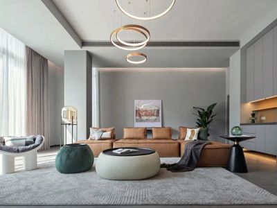 河畔明居136平现代风格三居室装修案例