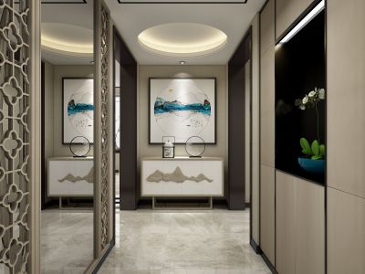 华润昆仑御184平四居室新中式风格装修案例
