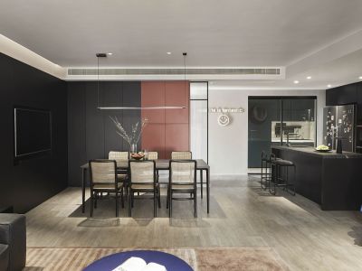 宏鼎海山壹号105平米装修风三居装修案例