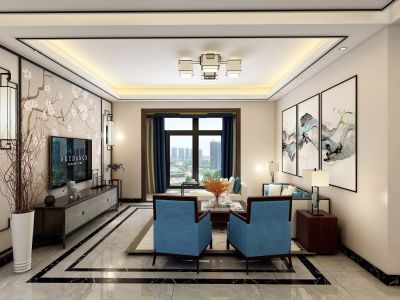 汉军冠江台101平米中式风格三居装修案例