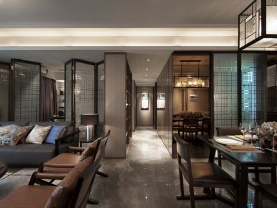 长泰淀湖观园168平米新中式风格三居装修案例