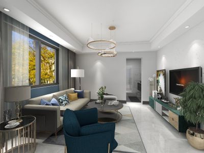 保利时代100㎡三居室现代风格装修案例