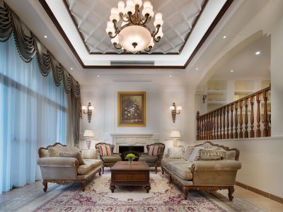 建业森林半岛美式风格288平米别墅装修案例