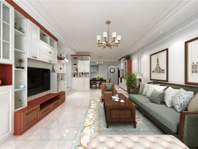 南湖荟新中式风格124平米三室两厅装修案例