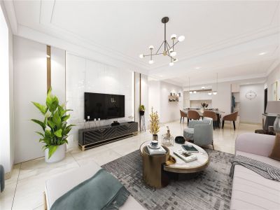 南湖荟124平三居室北欧轻奢装修案例