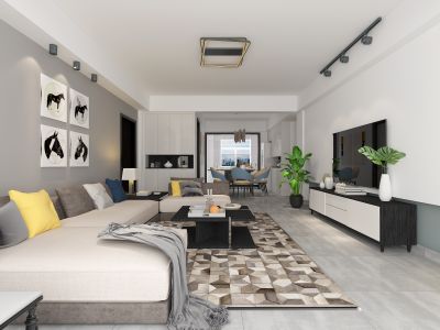 和润小区现代简约110平米三室两厅装修案例